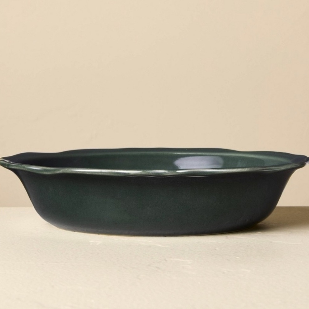 Carved Edge Ribbed Pasta/Grain Bowl Dark Green 8” - Hearth & Hand